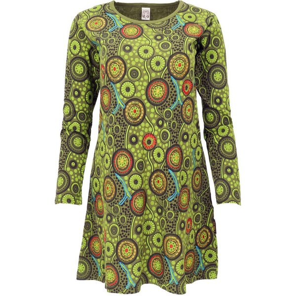 Guru-Shop Midikleid Hippie Minikleid Boho chic, Tunika - grün alternative Bekleidung