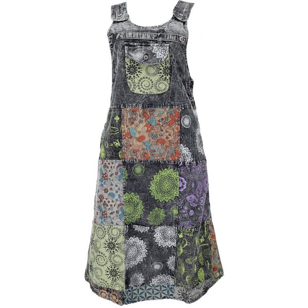 Guru-Shop Minirock Boho Latzrock, Patchwork Trägerkleid, Latzkleid.. alternative Bekleidung