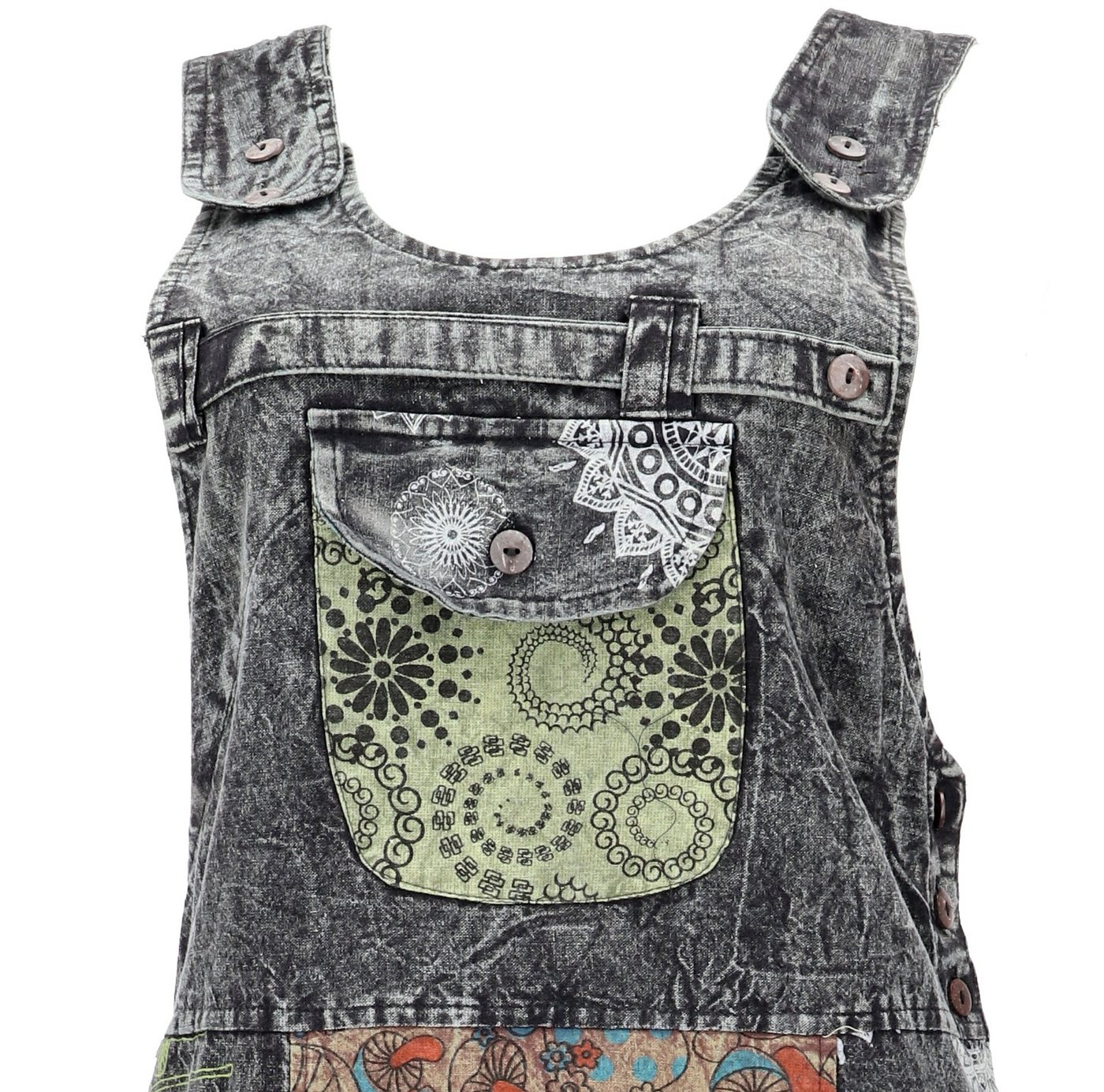 Guru-Shop Minirock Boho Latzrock, Patchwork Trägerkleid, Latzkleid.. alternative Bekleidung – Bild 5 von 5