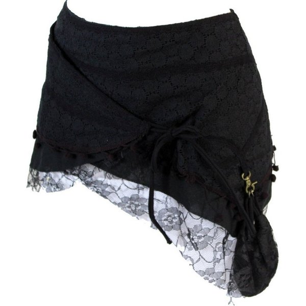 Guru-Shop Minirock Goa Minirock, Wickelrock, Cacheur - schwarz alternative Bekleidung