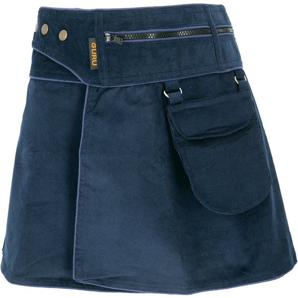 Guru-Shop Minirock Wickelrock, Cord Minirock - dunkelblau alternative Bekleidung