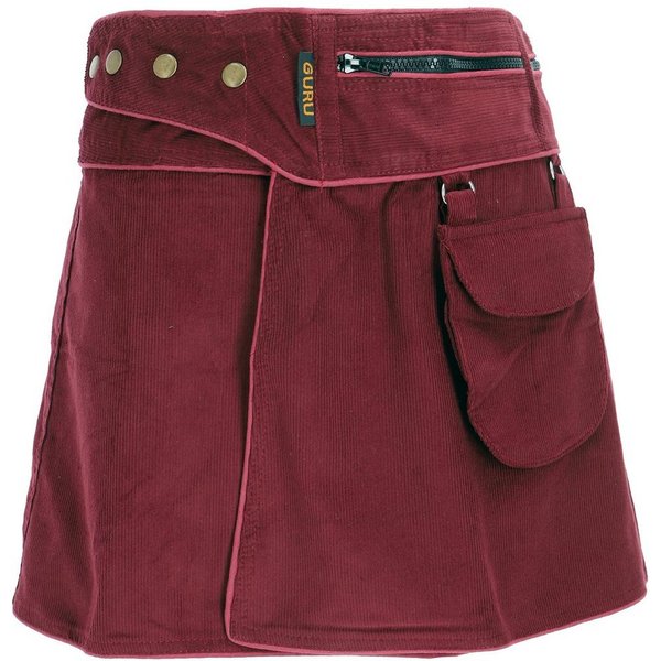 Guru-Shop Minirock Wickelrock, Cord Minirock - weinrot alternative Bekleidung
