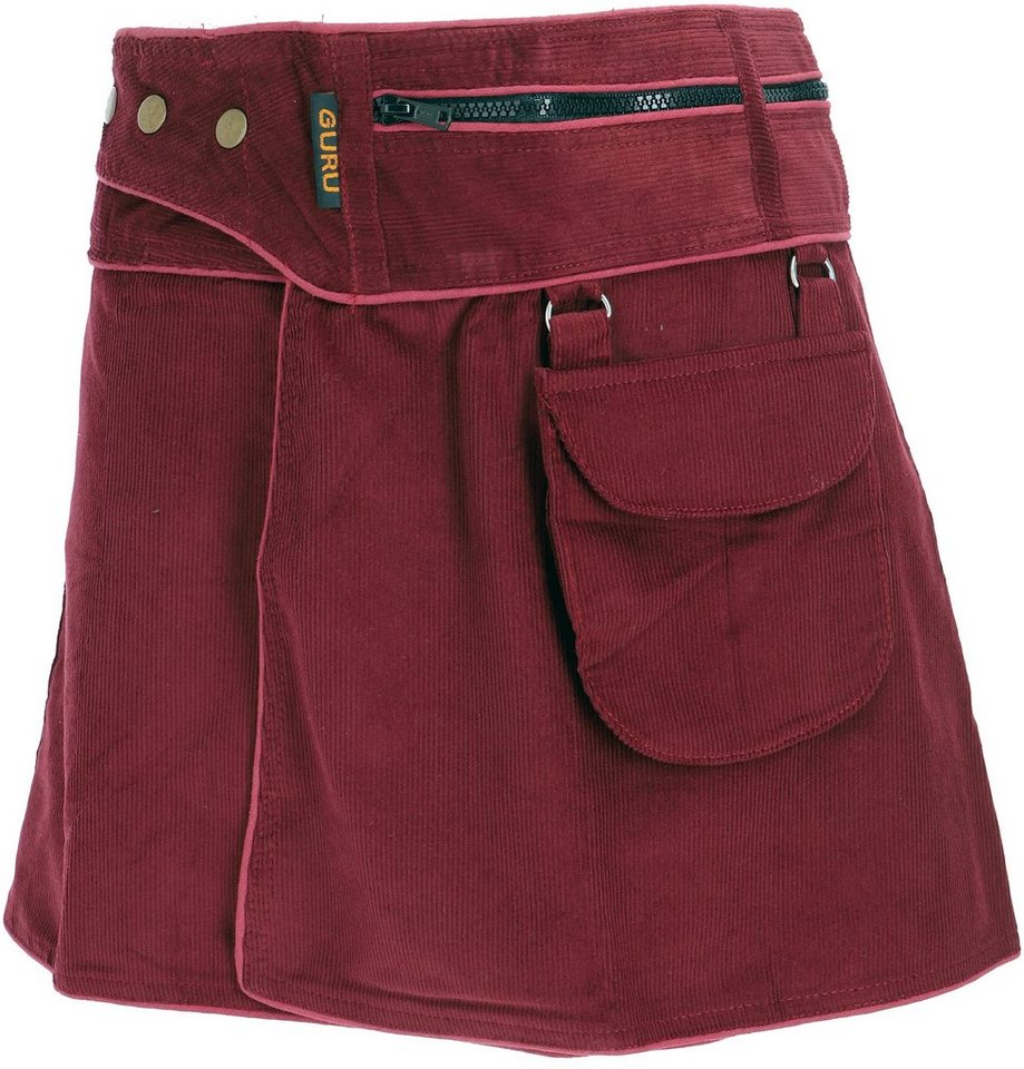 Guru-Shop Minirock Wickelrock, Cord Minirock - weinrot alternative Bekleidung – Bild 3 von 5