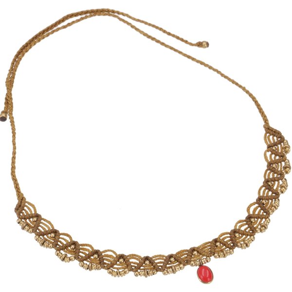Guru-Shop Perlenkette Makramee Kette Perle, Hippie Boho Kette -..