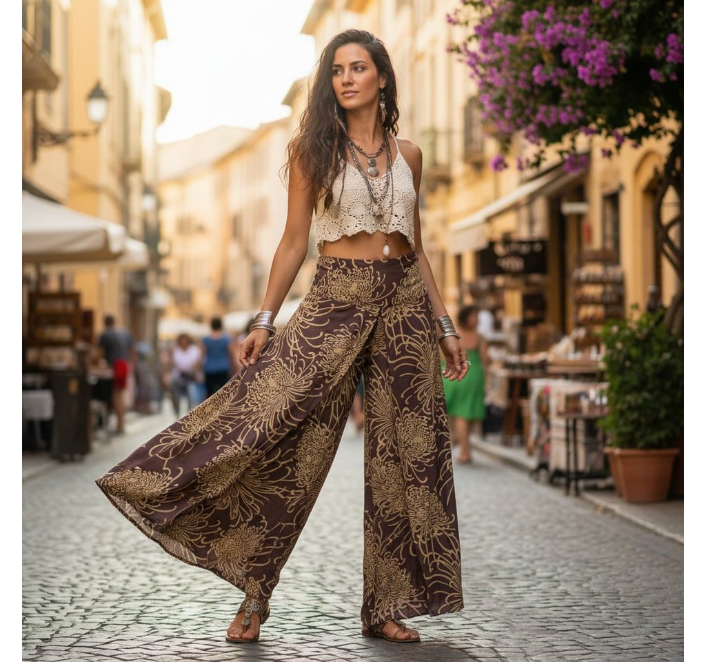 Guru-Shop Relaxhose Palazzohose, offene Boho Sommerhose, Hosenrock.. alternative Bekleidung – Bild 3 von 5