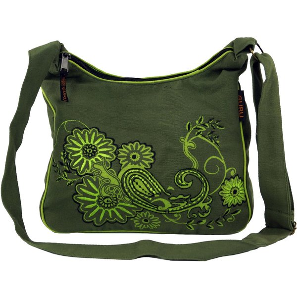 Guru-Shop Schultertasche Schultertasche, Hippie Tasche, Goa Tasche - grün