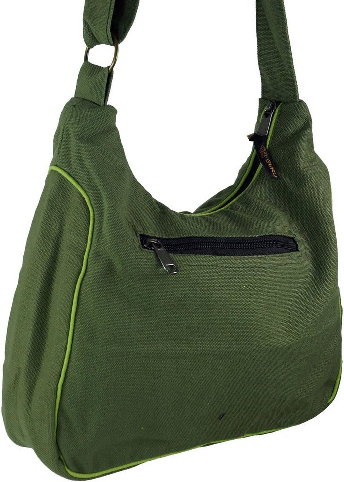 Guru-Shop Schultertasche Schultertasche, Hippie Tasche, Goa Tasche - grün – Bild 4 von 5