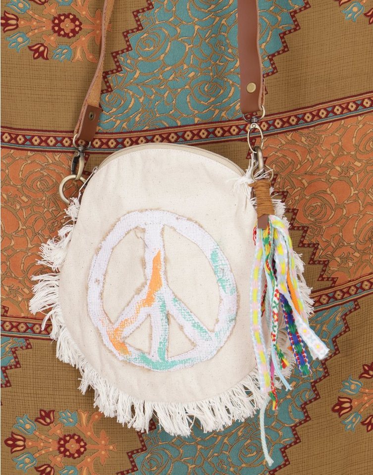 Guru-Shop Schultertasche Boho Schultertasche, Hippie Tasche mit Fransen.. – Bild 2 von 5