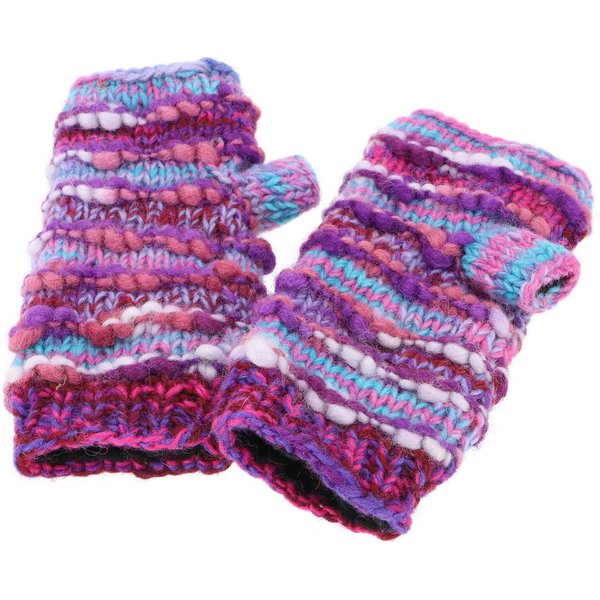Guru-Shop Strickhandschuhe Handstulpen, gestrickte Wollstulpen aus Nepal -..