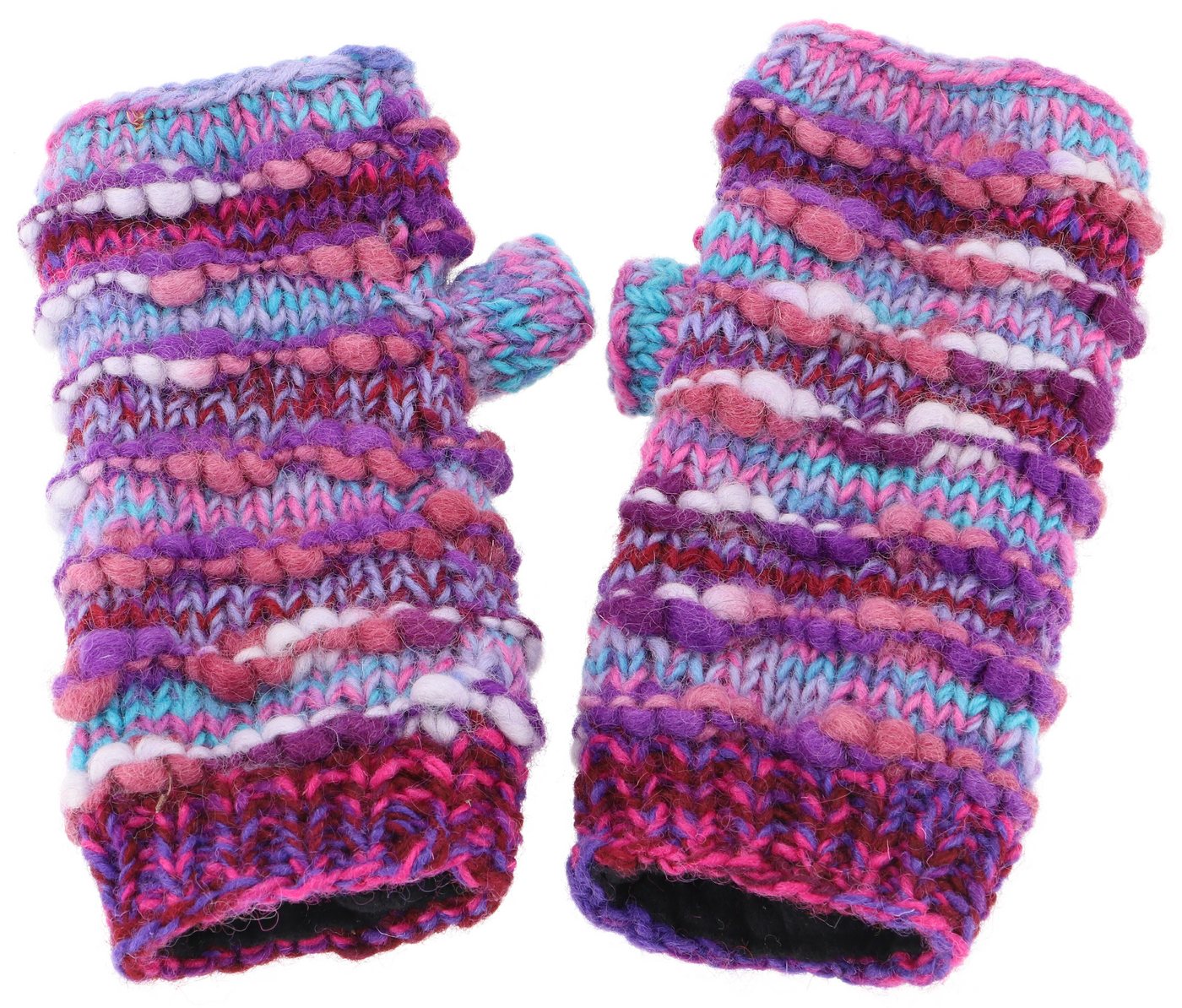 Guru-Shop Strickhandschuhe Handstulpen, gestrickte Wollstulpen aus Nepal -.. – Bild 2 von 3