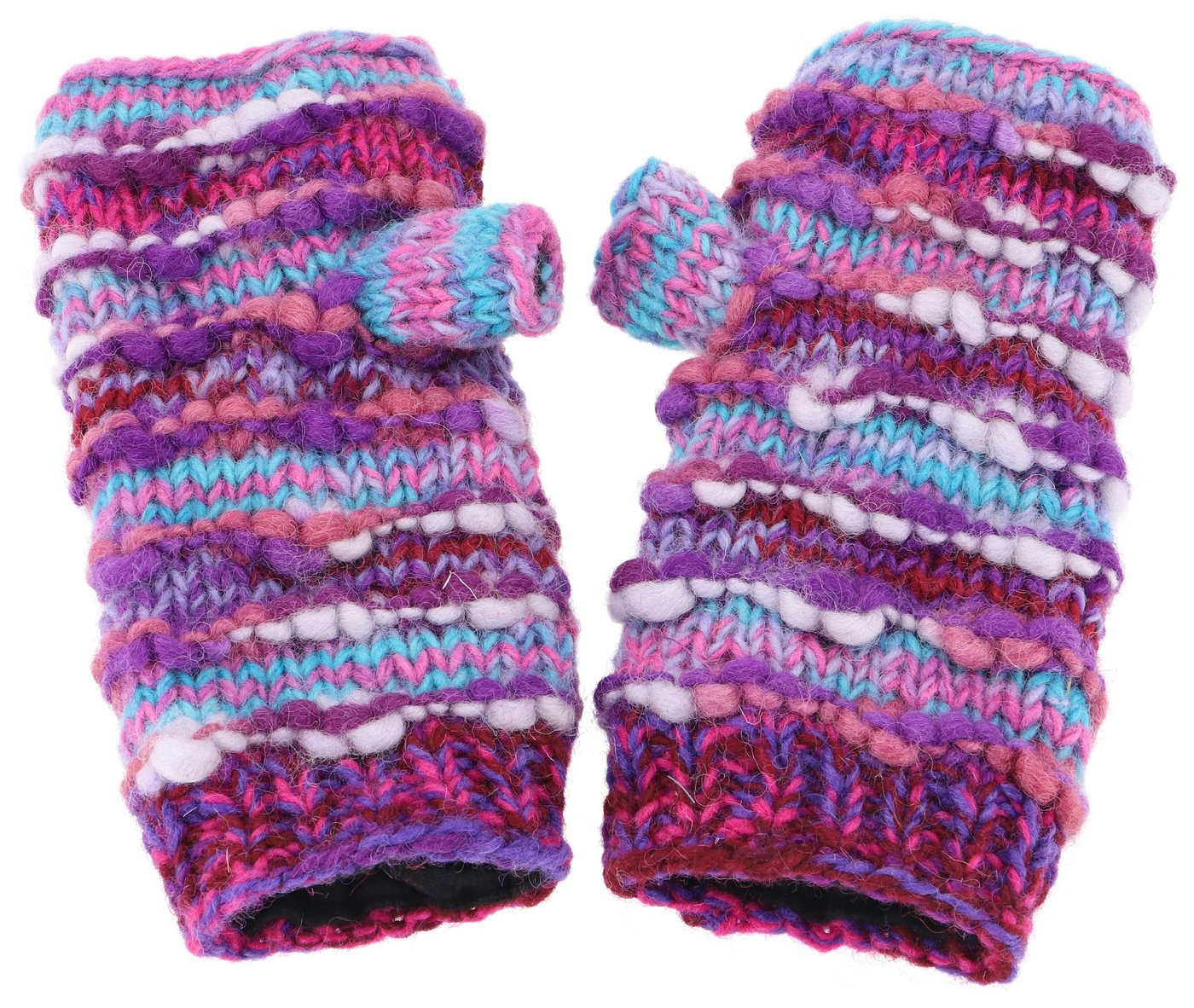 Guru-Shop Strickhandschuhe Handstulpen, gestrickte Wollstulpen aus Nepal -.. – Bild 3 von 3