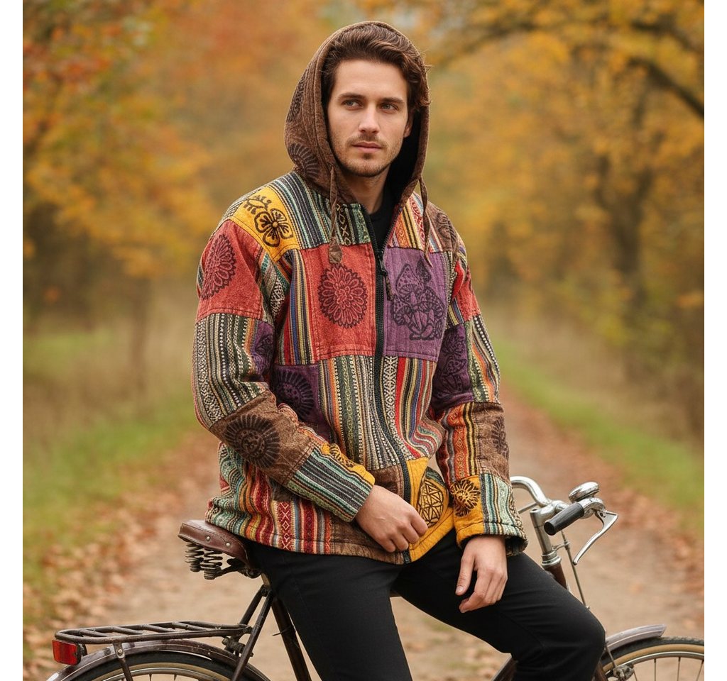Guru-Shop Strickjacke Goa Jacke, Patchwork Sweatshirt Jacke -.. Hippie, Ethno Style, alternative Bekleidung – Bild 2 von 5