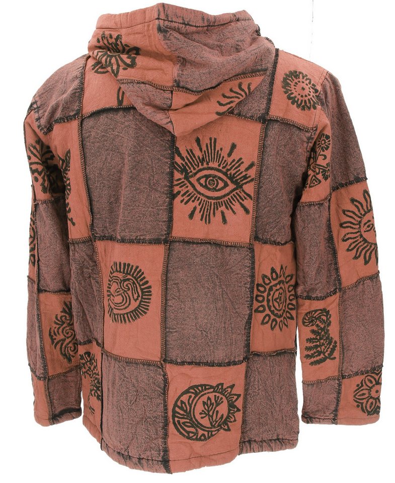 Guru-Shop Strickjacke Goa Jacke, Patchwork Sweatshirt Jacke - braun Hippie, Ethno Style, alternative Bekleidung – Bild 5 von 5