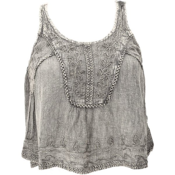 Guru-Shop T-Shirt Besticktes Top Boho chic, kurzes lockeres.. Festival, Ethno Style, alternative Bekleidung