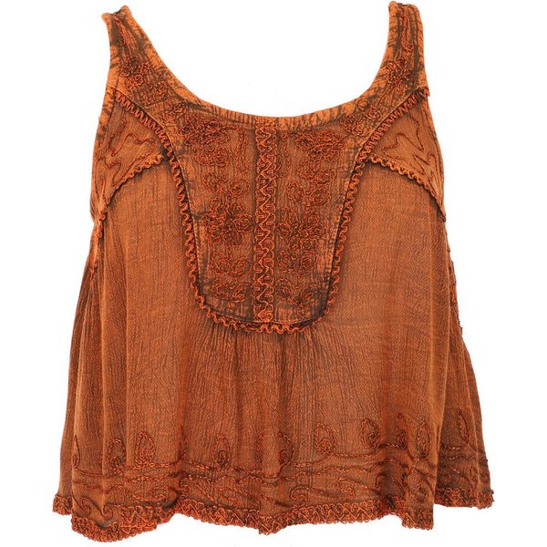 Guru-Shop T-Shirt Besticktes Top Boho chic, kurzes lockeres.. Festival, Ethno Style, alternative Bekleidung