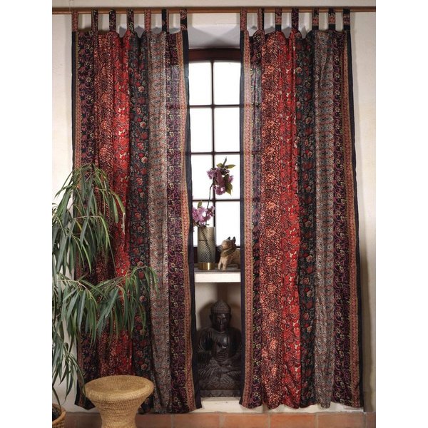 Guru-Shop Vorhang Boho Patchwork Vorhänge, 1 Paar Bohemia Gardine..