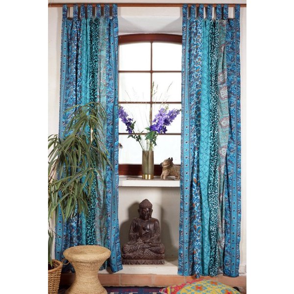 Guru-Shop Vorhang Boho Patchwork Vorhänge, 1 Paar Bohemia Gardine..