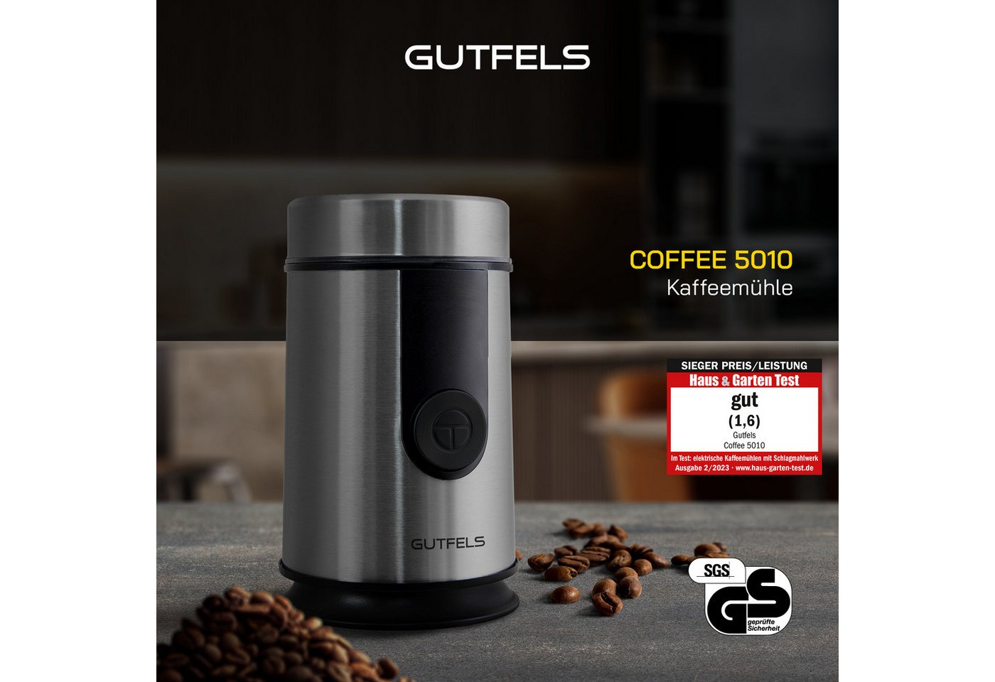 Gutfels Kaffeemühle COFFEE 5010, 200 W, Schlagmesser, 50 g Bohnenbehälter, zum Mahlen von Kaffeebohnen und Zerkleinern von Gewürzen oder Nüssen. – Bild 2 von 5