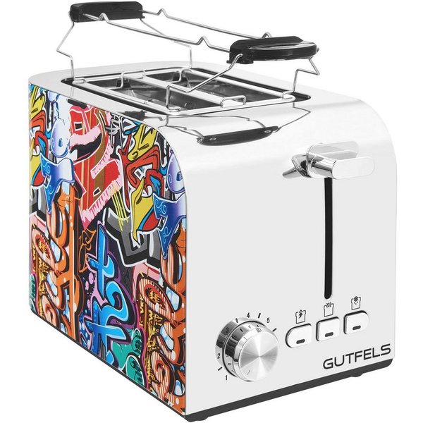 Gutfels Toaster TOAST 3010 G, 2 kurze Schlitze, 850 W, 2-Scheiben-Toaster, 850 Watt, Graffitti-Style