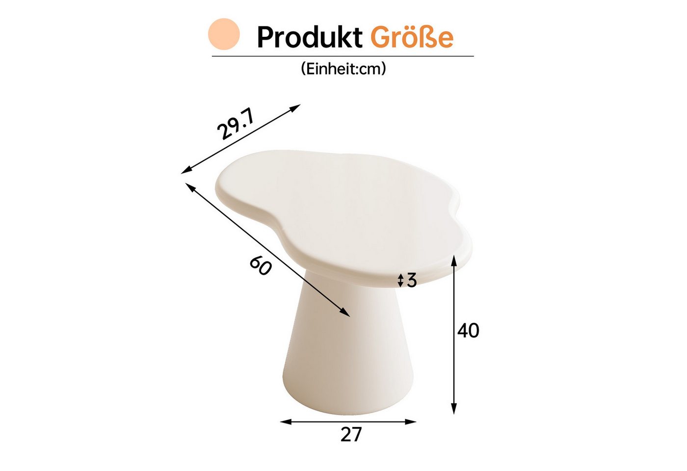 Guyii Beistelltisch für Wohnzimmer, Multifunktionaler, Cremeweiß (1-St), Eleganter matten Lack, pflegeleicht und strapazierfähig. – Bild 2 von 5