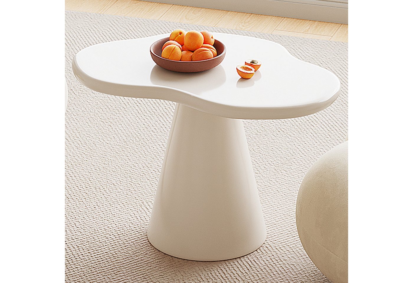 Guyii Beistelltisch für Wohnzimmer, Multifunktionaler, Cremeweiß (1-St), Eleganter matten Lack, pflegeleicht und strapazierfähig. – Bild 3 von 5