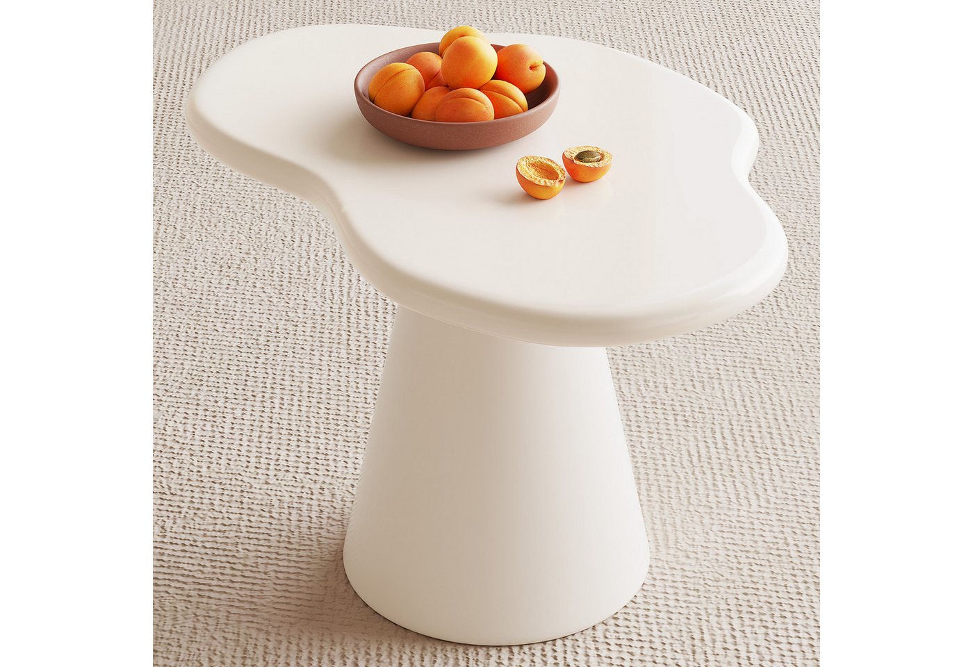Guyii Beistelltisch für Wohnzimmer, Multifunktionaler, Cremeweiß (1-St), Eleganter matten Lack, pflegeleicht und strapazierfähig. – Bild 4 von 5