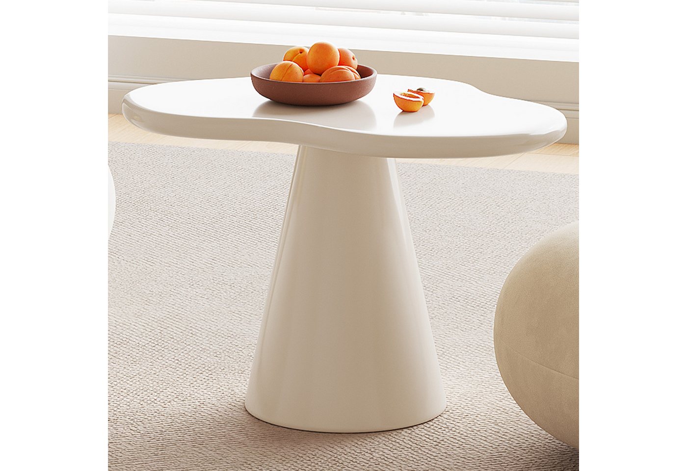 Guyii Beistelltisch für Wohnzimmer, Multifunktionaler, Cremeweiß (1-St), Eleganter matten Lack, pflegeleicht und strapazierfähig. – Bild 5 von 5