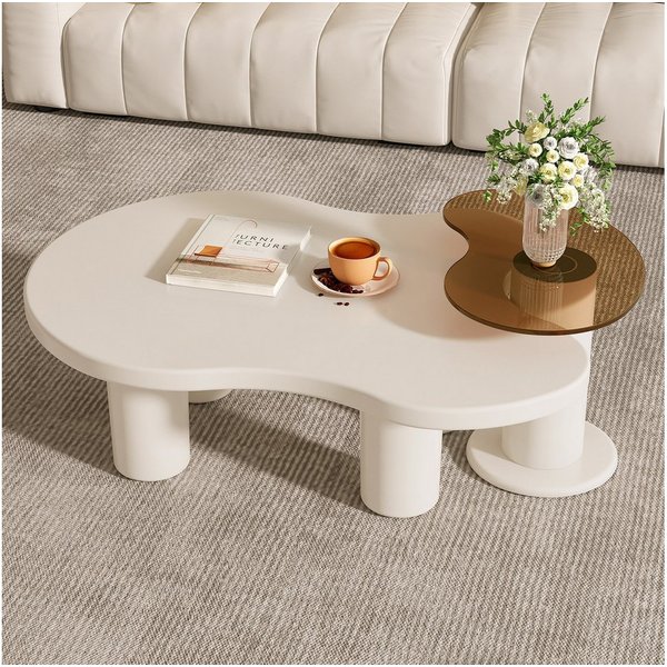 Guyii Couchtisch im Cream-Style, zweistöckig, Wolkenform, modern (1-St), für Skandi/Japandi