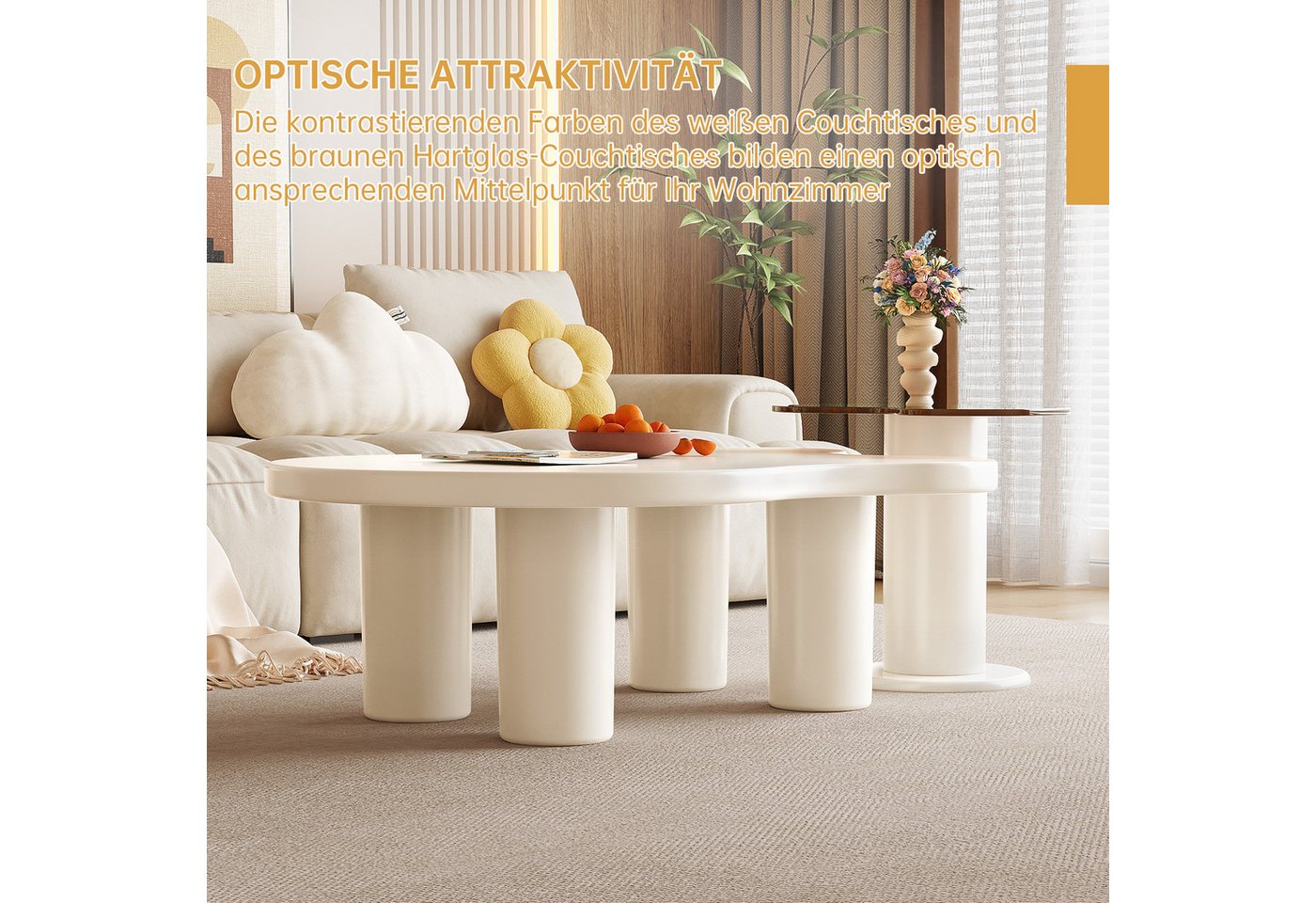 Guyii Couchtisch im Cream-Style, zweistöckig, Wolkenform, modern (1-St), für Skandi/Japandi – Bild 5 von 5