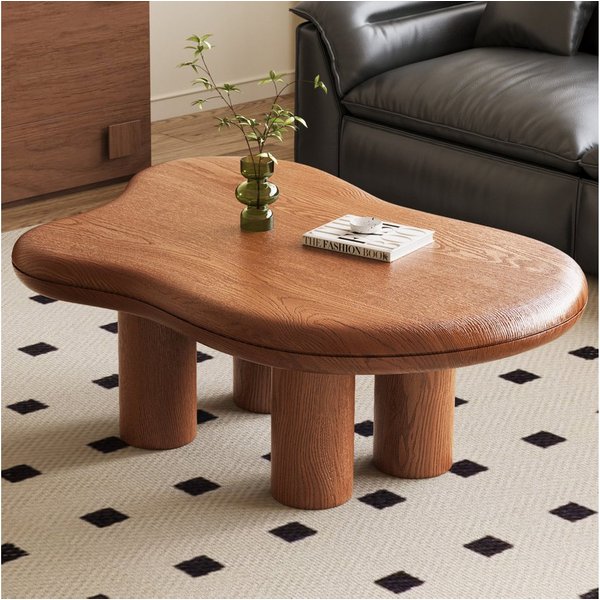 Guyii Couchtisch mit organischer Form, Wohnzimmertisch 90 x 60 x 39,1cm (1-St), Designer Sofatisch mit runden Beinen & abgerundeten Kanten