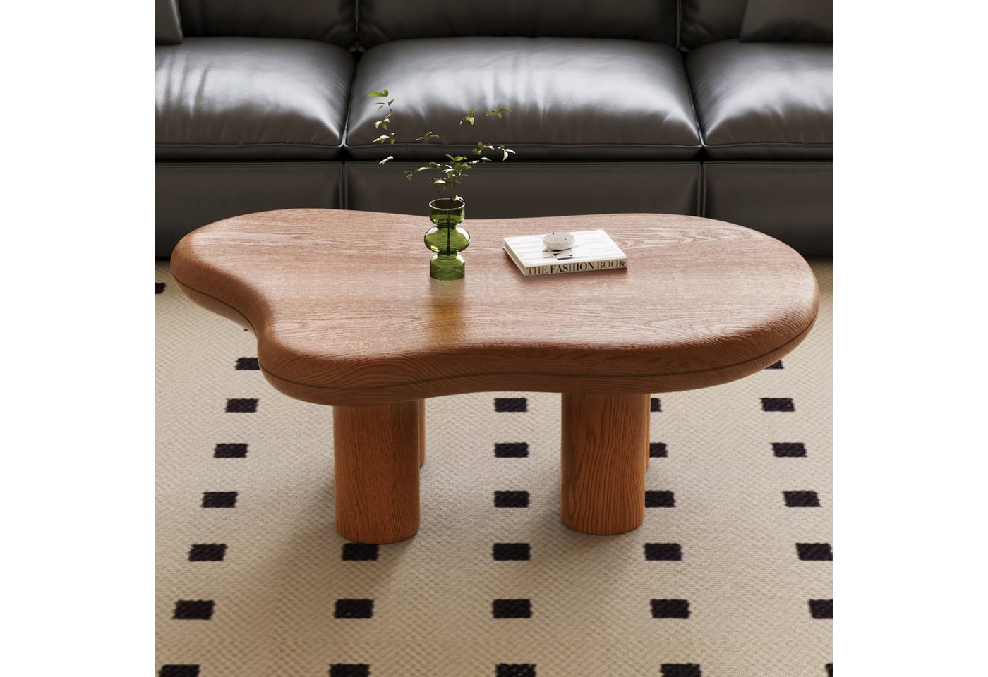 Guyii Couchtisch mit organischer Form, Wohnzimmertisch 90 x 60 x 39,1cm (1-St), Designer Sofatisch mit runden Beinen & abgerundeten Kanten – Bild 4 von 5