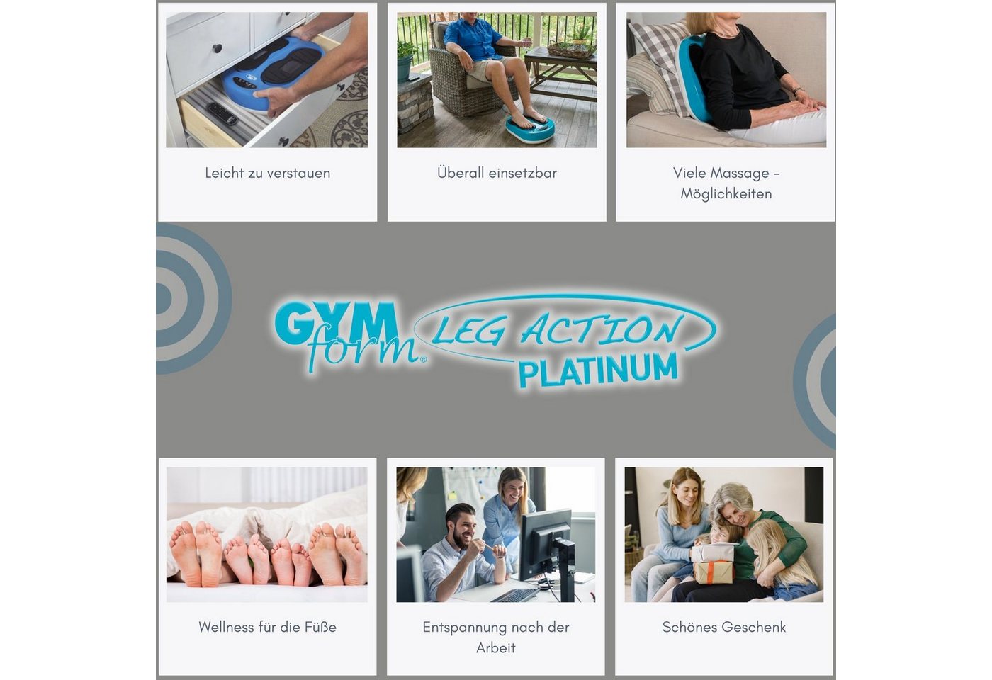 Gymform® Fußmassagegerät Leg Action, Spar-Set 1-tlg., 1er oder 2er Pack 4 oder 8 Programme, Durchblutungsstörungen bekämpfen, Wellness für die Füße, Fernbedienu – Bild 5 von 5
