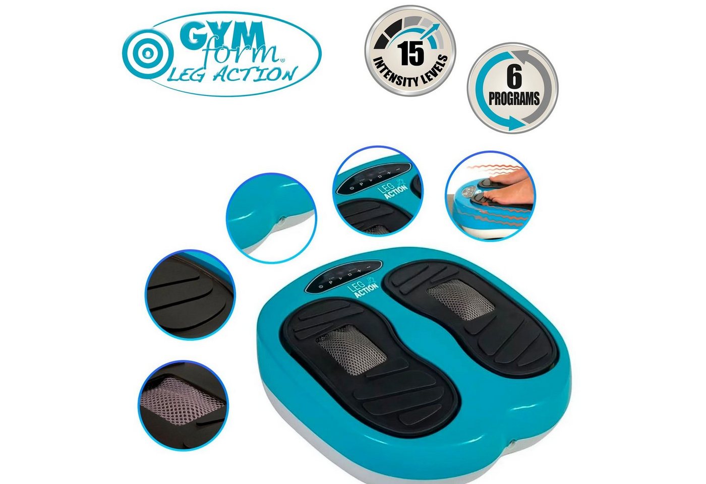 Gymform® Fußmassagegerät Leg Action, Spar-Set 1-tlg., 1er oder 2er Pack 4 oder 8 Programme, Durchblutungsstörungen bekämpfen, Wellness für die Füße, Fernbedienu – Bild 2 von 5