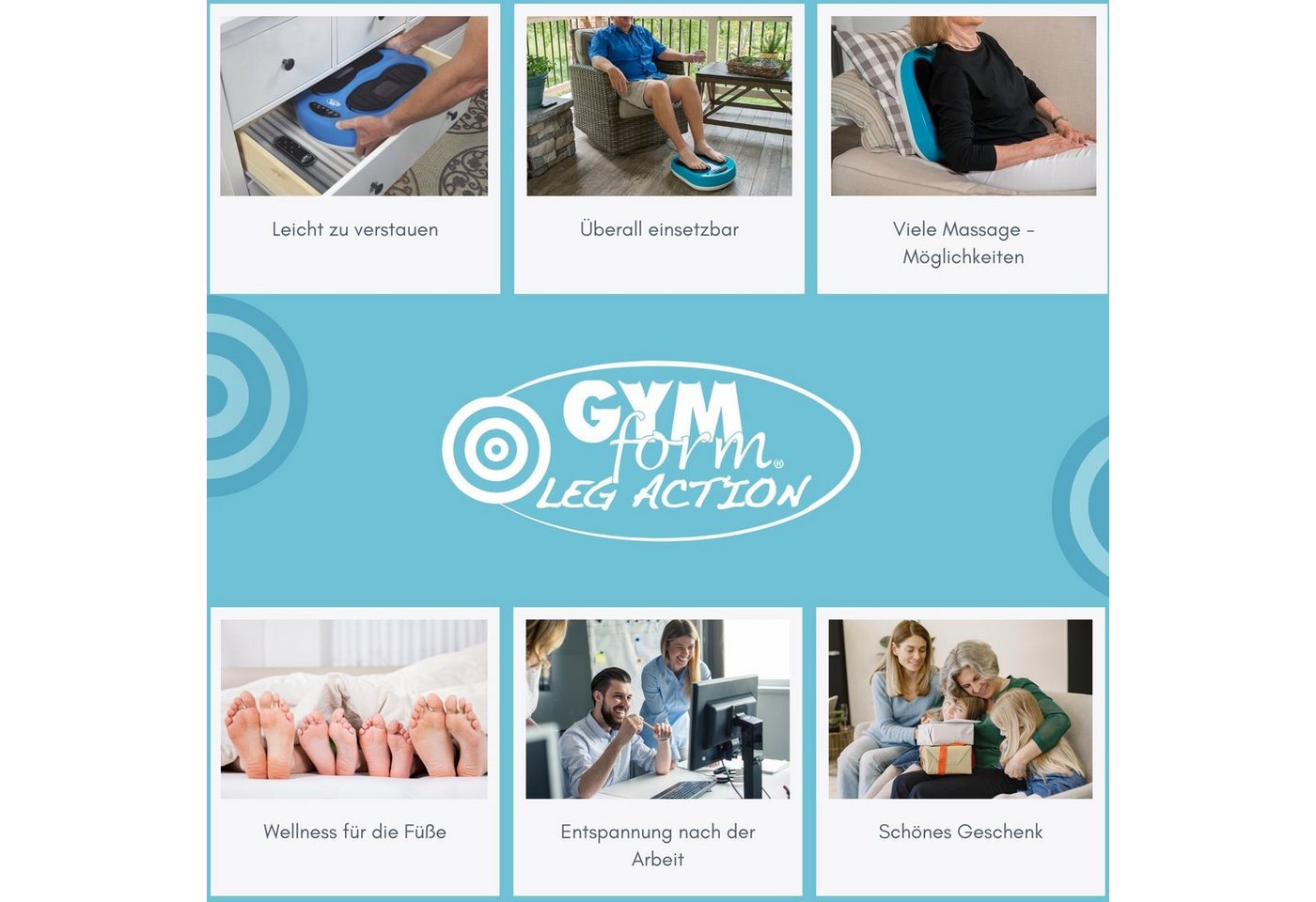 Gymform® Fußmassagegerät Leg Action, Spar-Set 1-tlg., 1er oder 2er Pack 4 oder 8 Programme, Durchblutungsstörungen bekämpfen, Wellness für die Füße, Fernbedienu – Bild 5 von 5