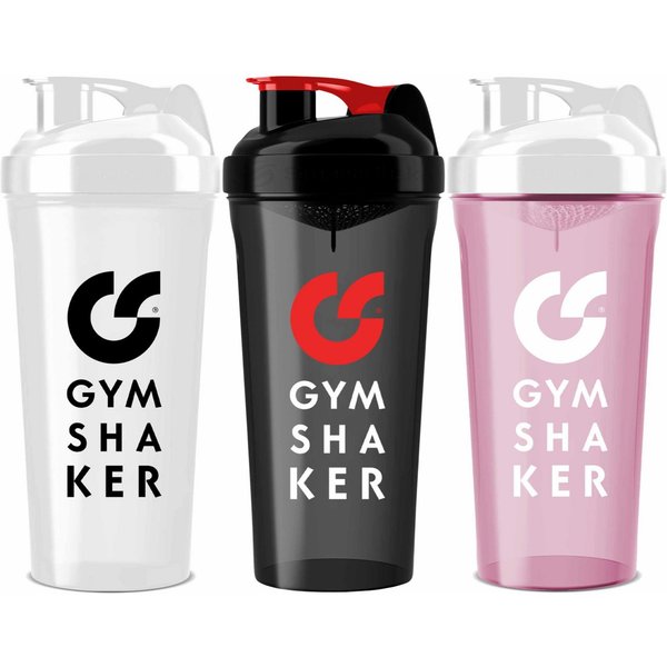 GYMSHAKER Protein Shaker 3er Pack Trinkflasche für Bodybuilding, Gym Equipment & Muskelaufbau, (Spar-Set, 3-tlg., Premium Protein Shaker), Auslaufsicher, Spülma