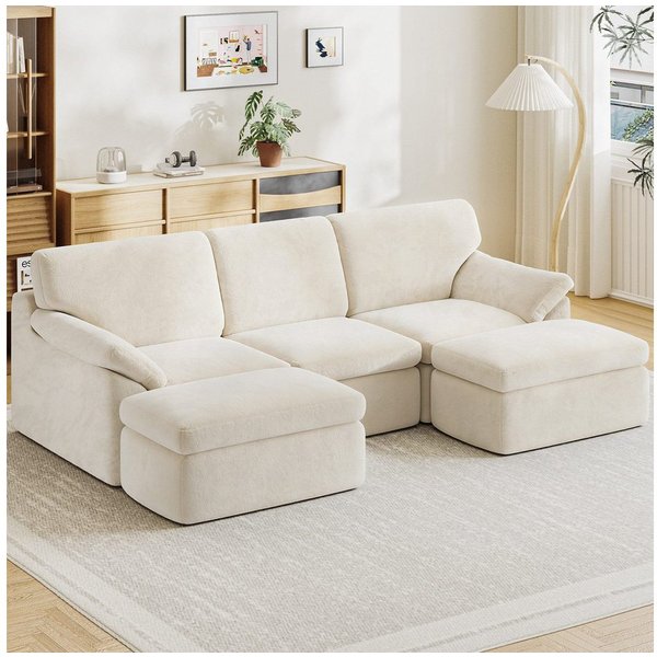 Gywowken Wohnlandschaft - Modulares Sofa 240 cm breit - Couch U-Form - Vakuumverpackt, Set, mit Liegefläche - Schlafsofa - keine Montage erforderlich