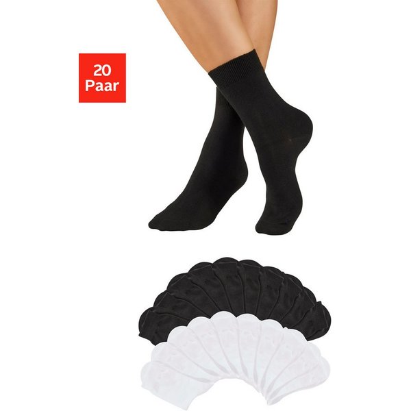 H.I.S Basicsocken Damensocken, frische melierte Farben, casual (Packung, 20-Paar, Gr. 35-38 bis 39-42) Alltagssocken in der Großpackung