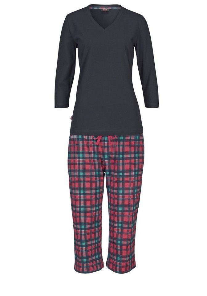 H.I.S Capri-Pyjama (Set, 2 tlg) mit karierter Hose und passendem Basic-Shirt – Bild 2 von 5