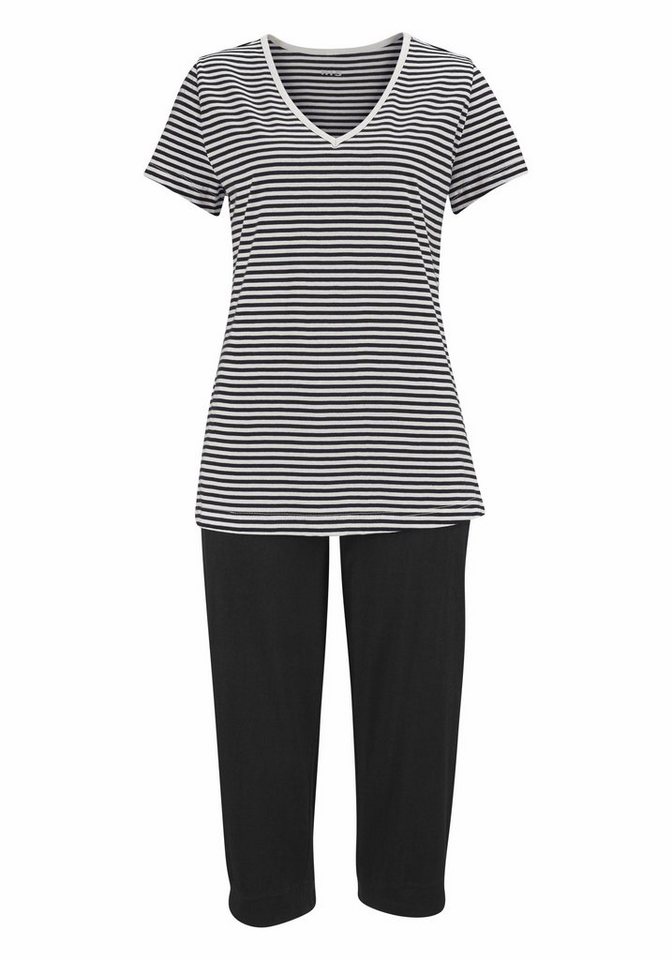 H.I.S Capri-Pyjama (Set, 2 tlg) mit geringeltem T-Shirt und legerer Hose – Bild 2 von 5