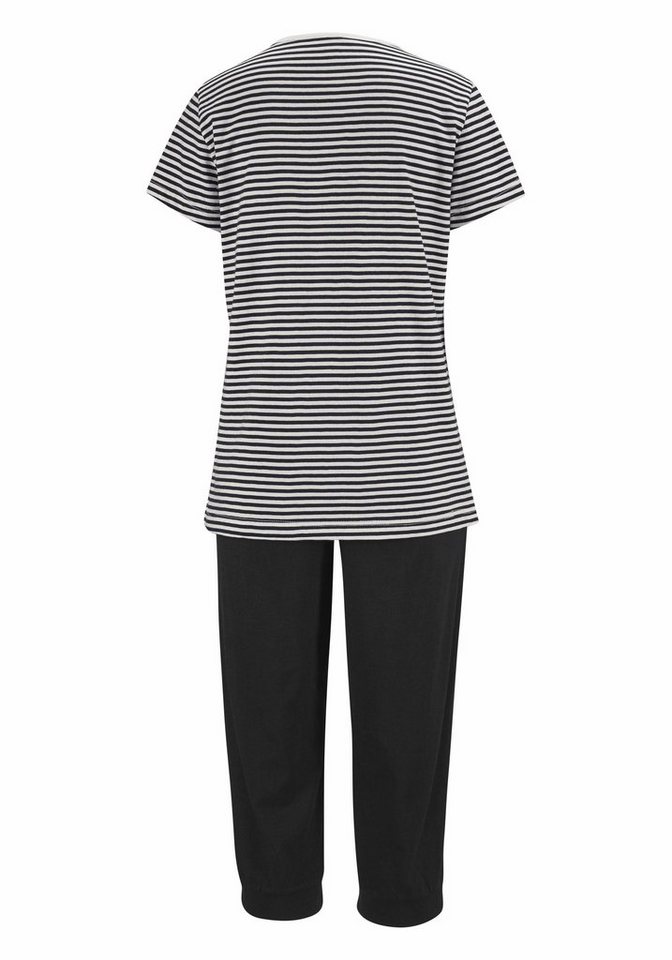 H.I.S Capri-Pyjama (Set, 2 tlg) mit geringeltem T-Shirt und legerer Hose – Bild 3 von 5