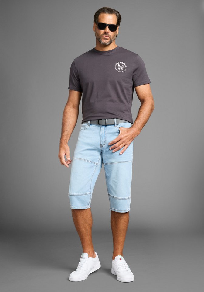 H.I.S Jeansbermudas HANTZ (Set, 2-tlg., mit abnehmbarem Gürtel) gerader Beinschnitt, Used-Look mit Abriebeffekten – Bild 4 von 5