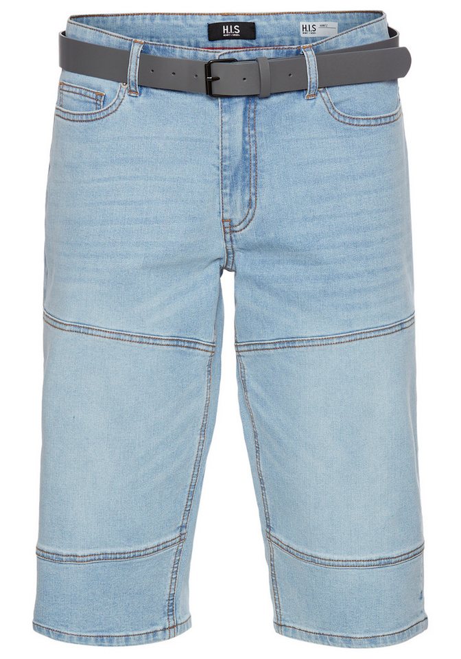H.I.S Jeansbermudas HANTZ (Set, 2-tlg., mit abnehmbarem Gürtel) gerader Beinschnitt, Used-Look mit Abriebeffekten – Bild 5 von 5