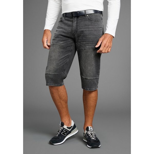 H.I.S Jeansbermudas HANTZ (Set, 2-tlg., mit abnehmbarem Gürtel) gerader Beinschnitt, Used-Look mit Abriebeffekten