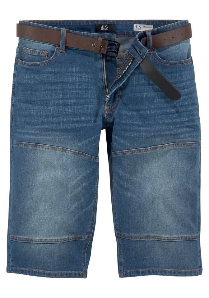 H.I.S Jeansbermudas HANTZ (Set, 2-tlg., mit abnehmbarem Gürtel) gerader Beinschnitt, Used-Look mit Abriebeffekten – Bild 4 von 5