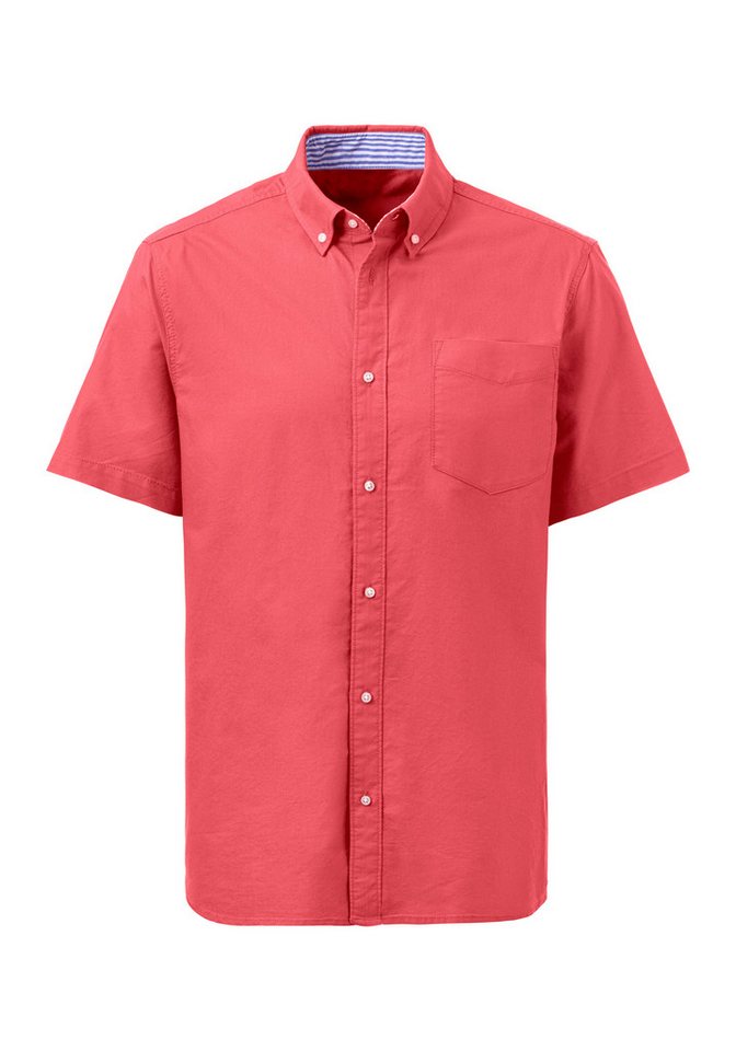 H.I.S Kurzarmhemd aus reiner Baumwolle, Regular-fit Button-down-Kragen mit gestreiftem Innenkragen – Bild 2 von 5