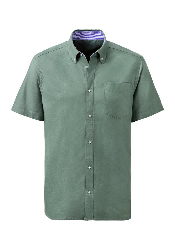 H.I.S Kurzarmhemd aus reiner Baumwolle, Regular-fit Button-down-Kragen mit gestreiftem Innenkragen – Bild 2 von 5