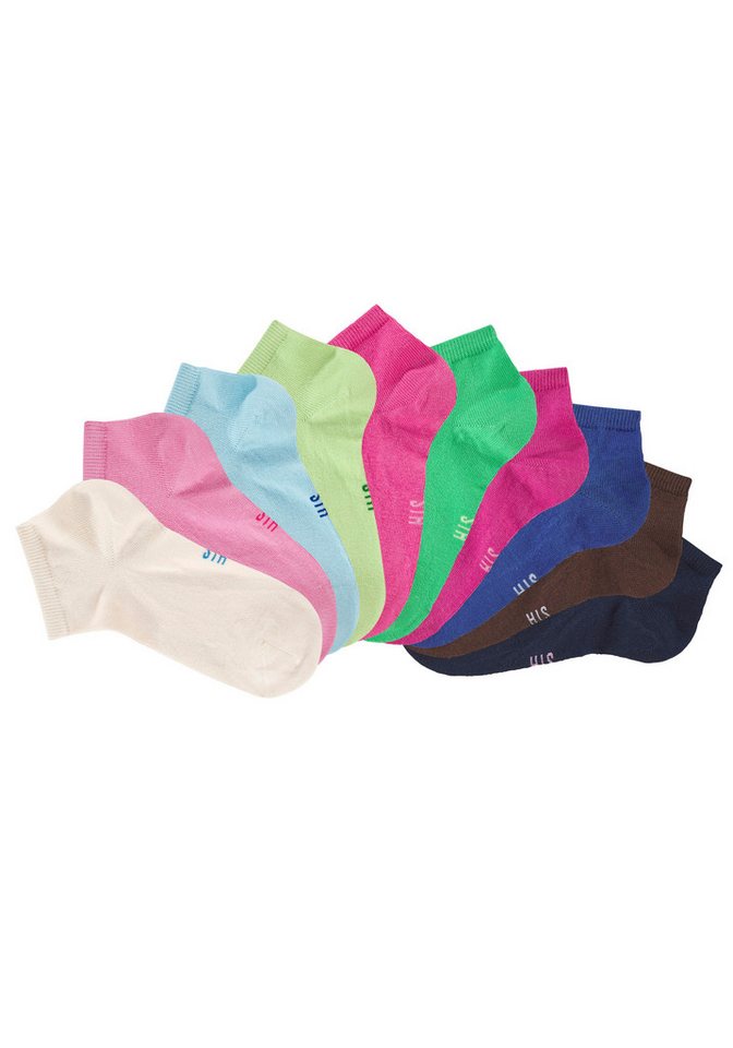 H.I.S Kurzsocken Damen Sport Basic Socken, Laufsocken ohne Frottee (Packung, 10-Paar, Großpackung) mit verstärkter Ferse und Spitze – Bild 2 von 5