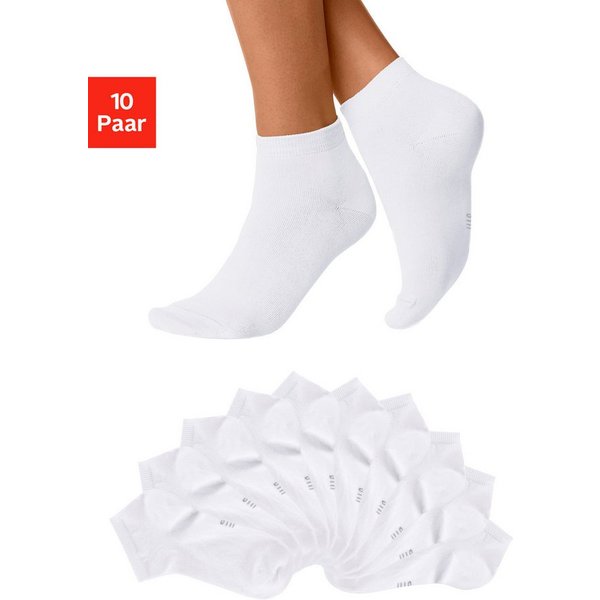 H.I.S Kurzsocken Damen Sport Basic Socken, Laufsocken ohne Frottee (Packung, 10-Paar, Großpackung) mit verstärkter Ferse und Spitze
