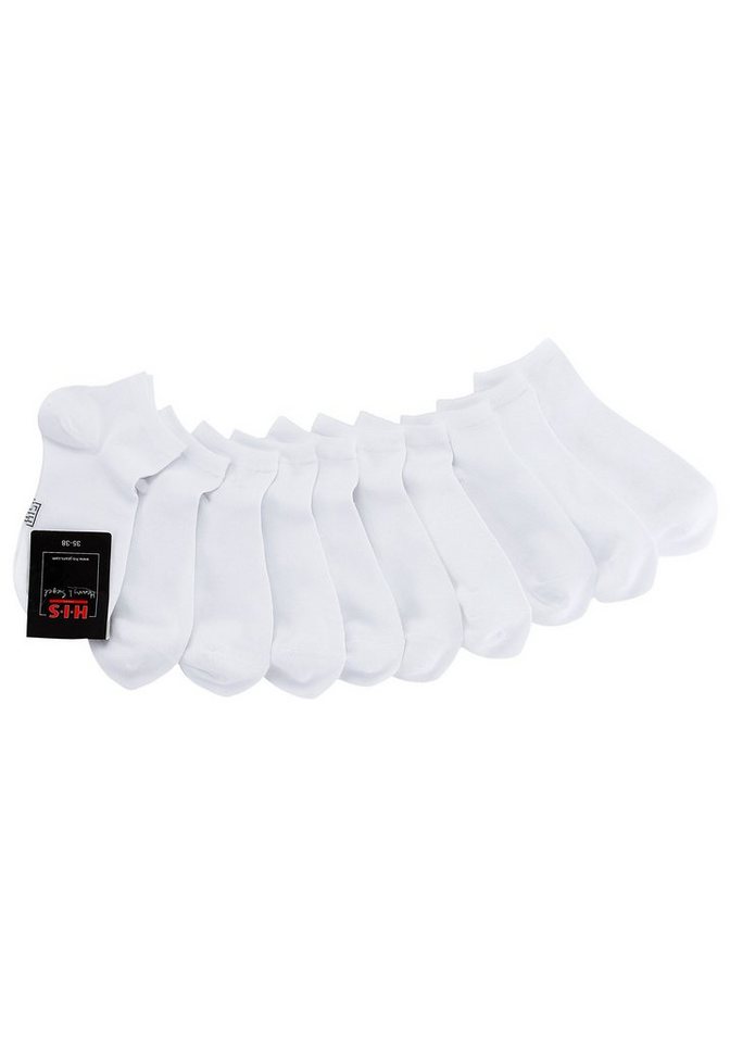 H.I.S Kurzsocken Damen Sport Basic Socken, Laufsocken ohne Frottee (Packung, 10-Paar, Großpackung) mit verstärkter Ferse und Spitze – Bild 5 von 5