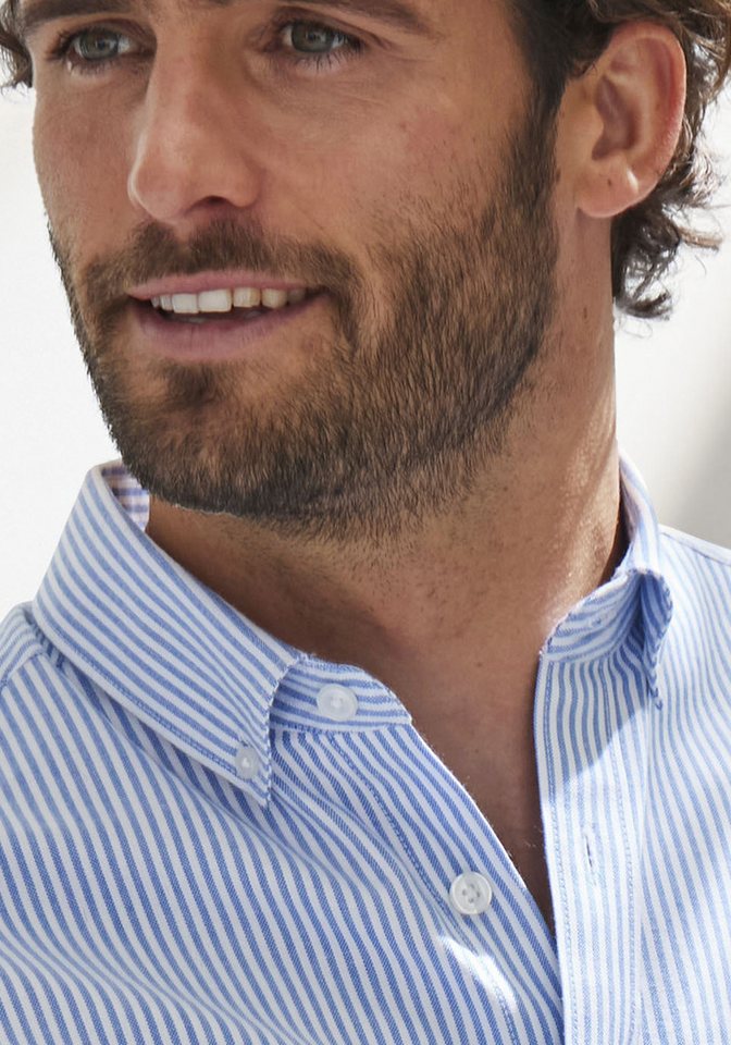 H.I.S Langarmhemd, Streifenhemd langarm mit Button-down-Kragen Oxfordhemd aus reiner Baumwolle, Regular-fit – Bild 3 von 5